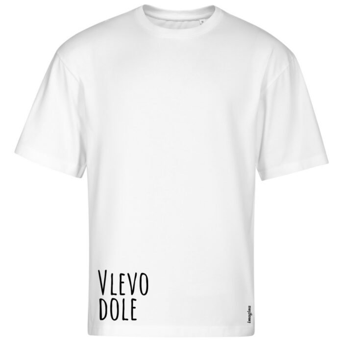 "Vlevo dole" oversized bílé triko